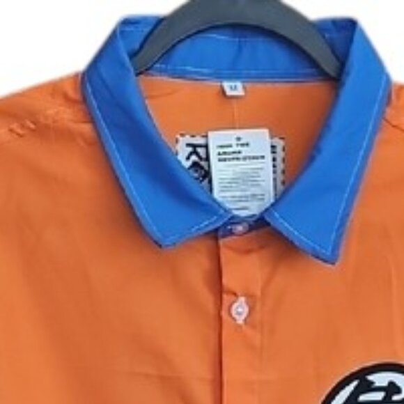 NWT Goku Kame Kai Dragon Ball Short Sleeve Button up shirt orange blue - Picture 16 of 16